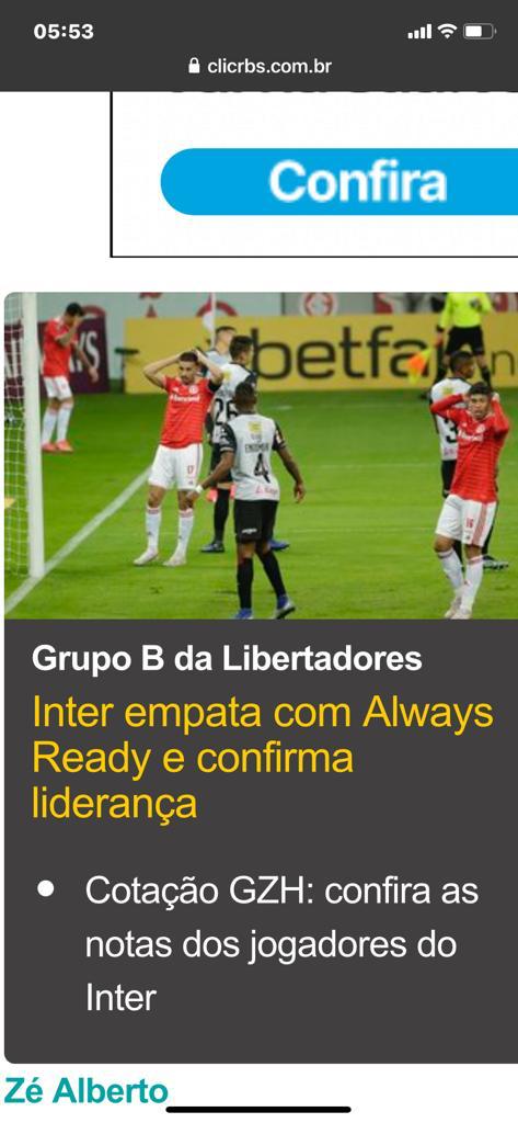 Inter empata com Always Ready e confirma liderança do Grupo B da